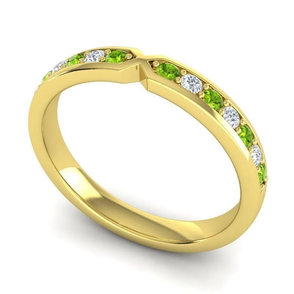 0.30 Carat Unique Round Cut Natural Diamond Peridot Gemstone Proposal Eternity Band for Women Solid 14K Yellow Gold Size 7 by Diamond-Capitals