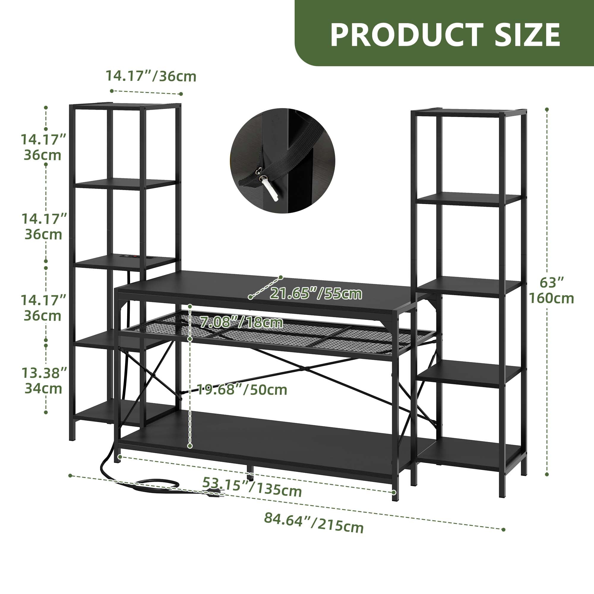 Uforic 55-75 Gallon Heavy Duty Metal Aquarium Stand with Power Outlets & LED Light, Fish Tank Stand, Turtle Tank, Reptile Terrarium with Cabinet, 880LBS Capacity-Black