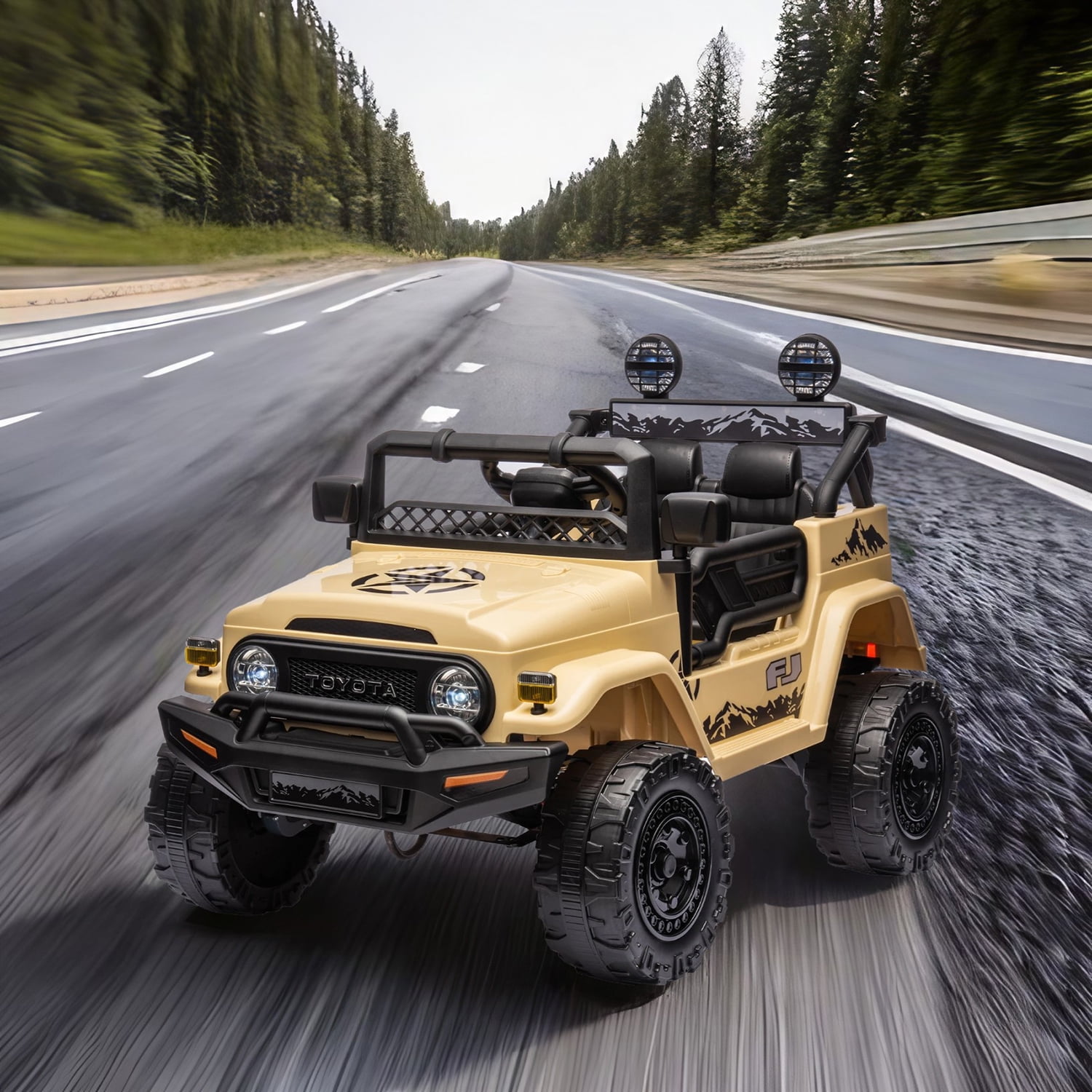 CIPACHO Licensed TOYOTA FJ Cruiser 12V Powered Ride On Car 2.4G with Parents Remote Control, Electric Car for Kids, Beige CIPACHO Licensed TOYOTA FJ Cruiser 12V Powered Ride On Car 2.4G with Parents Remote Control, Electric Car for Kids, Beige