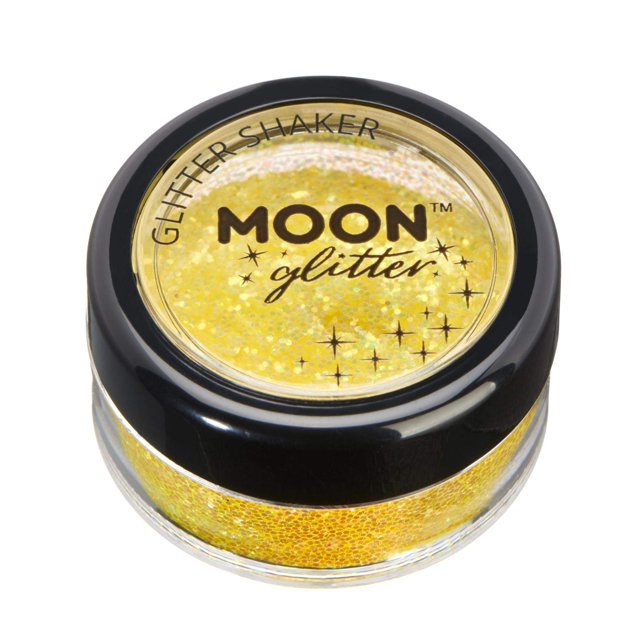 Agitadores de purpurina holográfica de Moon Glitter - Brillo cosmético para rostro, cuerpo, uñas, cabello y labios - 0,17 oz - Amarillo
