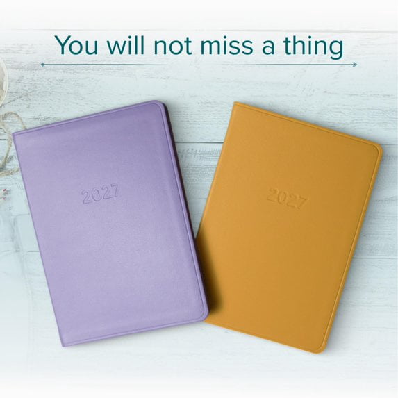 Harbor Desk Weekly Monthly Planner 2027 - Calendar Planner and Notebook, Durable Faux Leather, 192 Pages, Softcover & Book Bound - Cambridge Orchid Flower - 8x5.5"