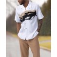 thumbnail image 3 of Nueva camiseta de moda de verano + pantalón, 2 piezas, camiseta + pantalón, moda para hombre, estilo Harajuku, retro, rayas verticales y horizontales, camisetas para hombre, 3 of 5