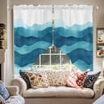 thumbnail image 2 of Abstract Turquoise Swag Curtain Valance for Windows, Water Ripple Watercolor Gradient Waves Window Treatments Short Swag Topper for Kitchen Windows Bathroom Bedroom, 36"x45", 2 of 8