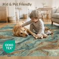 thumbnail image 4 of ODIKA 4'x6' Washable Area Rug Flowing Liquid Motif Teal Amber Elegant Flat Decorative Surface for Bedroom, Reading Nook, Pet Friendly & Non-Shedding, 4 of 7