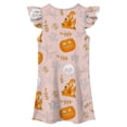 thumbnail image 4 of Yuncity Halloween Nightgowns For Girls Flutter Sleeve Cartoon Graphic Print Sleepwear Fall Cute Casual Cozy Sleep Dress Holiday Themed Party Pajamas Size,3-10 Years Pink, 4 of 5