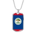 thumbnail image 1 of Collier Drapeau Belize Belize Drapeau en Acier Inoxydable Ou 18k or Chien Tag 24", 1 of 8