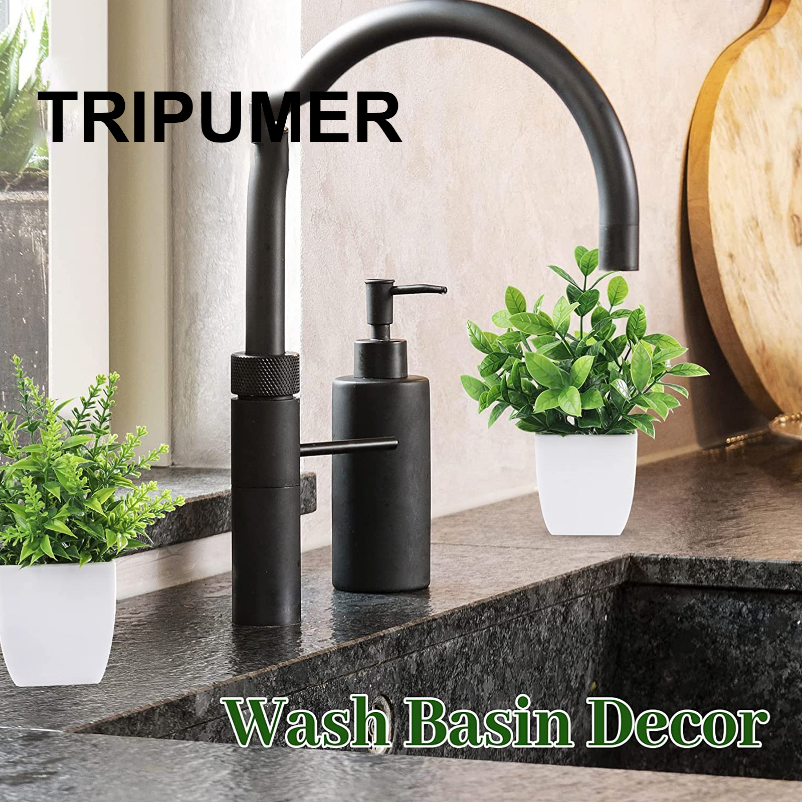 Tripumer 4-Pack Artificial Potted Plants, Assorted Greenery photo 4