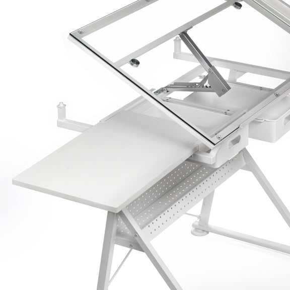 Artists Loft Desk - Tilting Glass Top Adjustable Drafting Table - White - 55.9" x 23.6" - 1-Pack