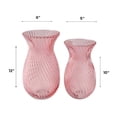 thumbnail image 6 of Fleurine Colored Glass Collection, Set of 2 Frosted Glass Tulip Shaped Tabke Vases in Rose, 6 of 8