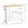 thumbnail image 3 of HOMCOM Kitchen Island on Wheels Kitchen Cart with Drop Leaf Drawers, White, 3 of 10
