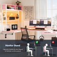 thumbnail image 7 of U Shaped Desk with Monitor Stand and LED Lights, Large Gaming Computer Desk with Storage Shelves and Power Outlets, Home Office Desk Writing Study Table and 4 Drawers, Pink, 7 of 7