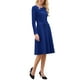 thumbnail image 4 of INSPIRE CHIC Vestido A-Line Elegante para Mujeres con Escote Asimétrico para Trabajar Vestidos con Falda 2XL Azul Real, 4 of 5