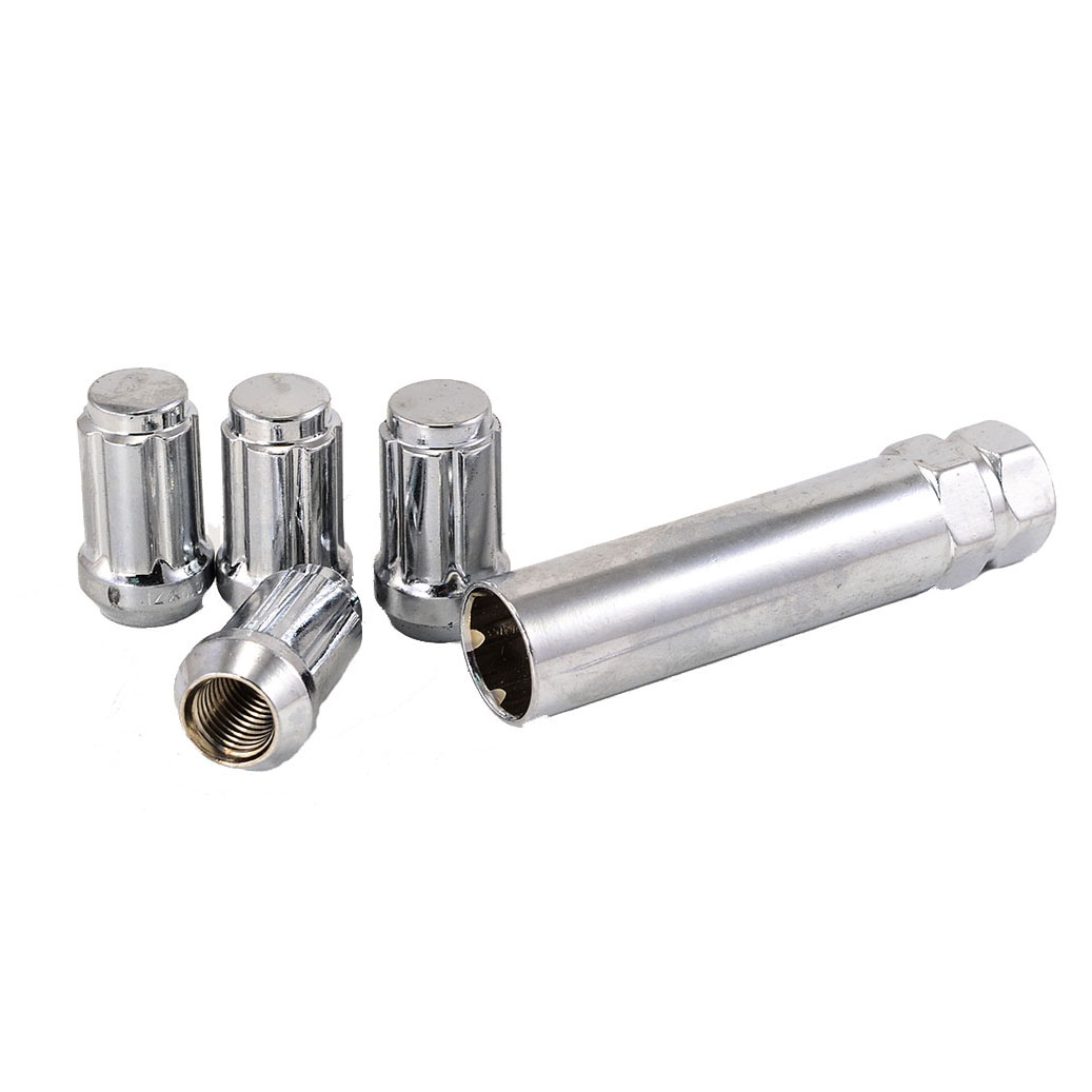 Hex Autoparts (20PCS) 12x1.5 Chrome Spline Tuner Racing Lug Nuts w/Key for Honda Acura Chevy Ford