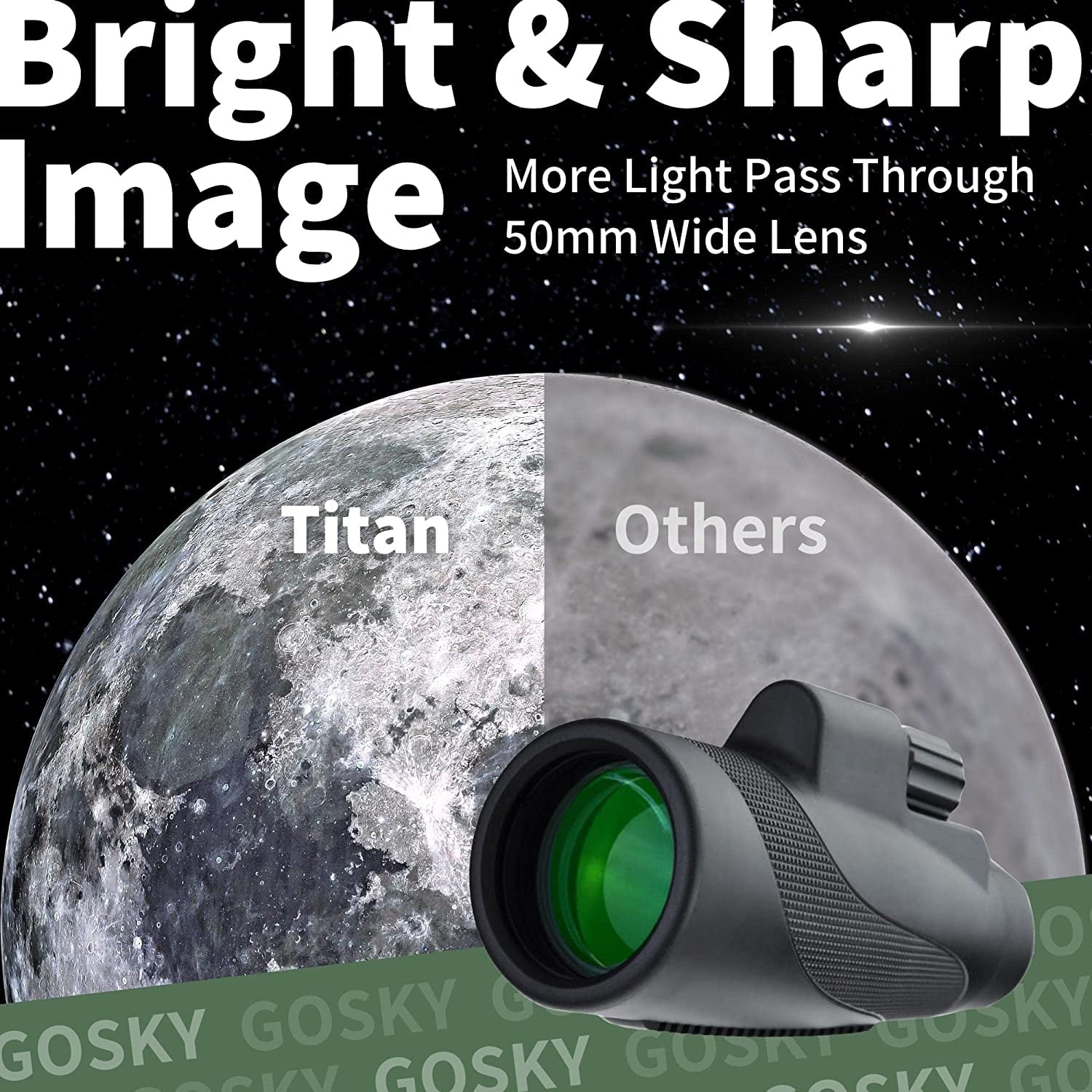 Gosky Titan 12X50 High Power Prism Monocular And Quick Smartphone Holder Water 