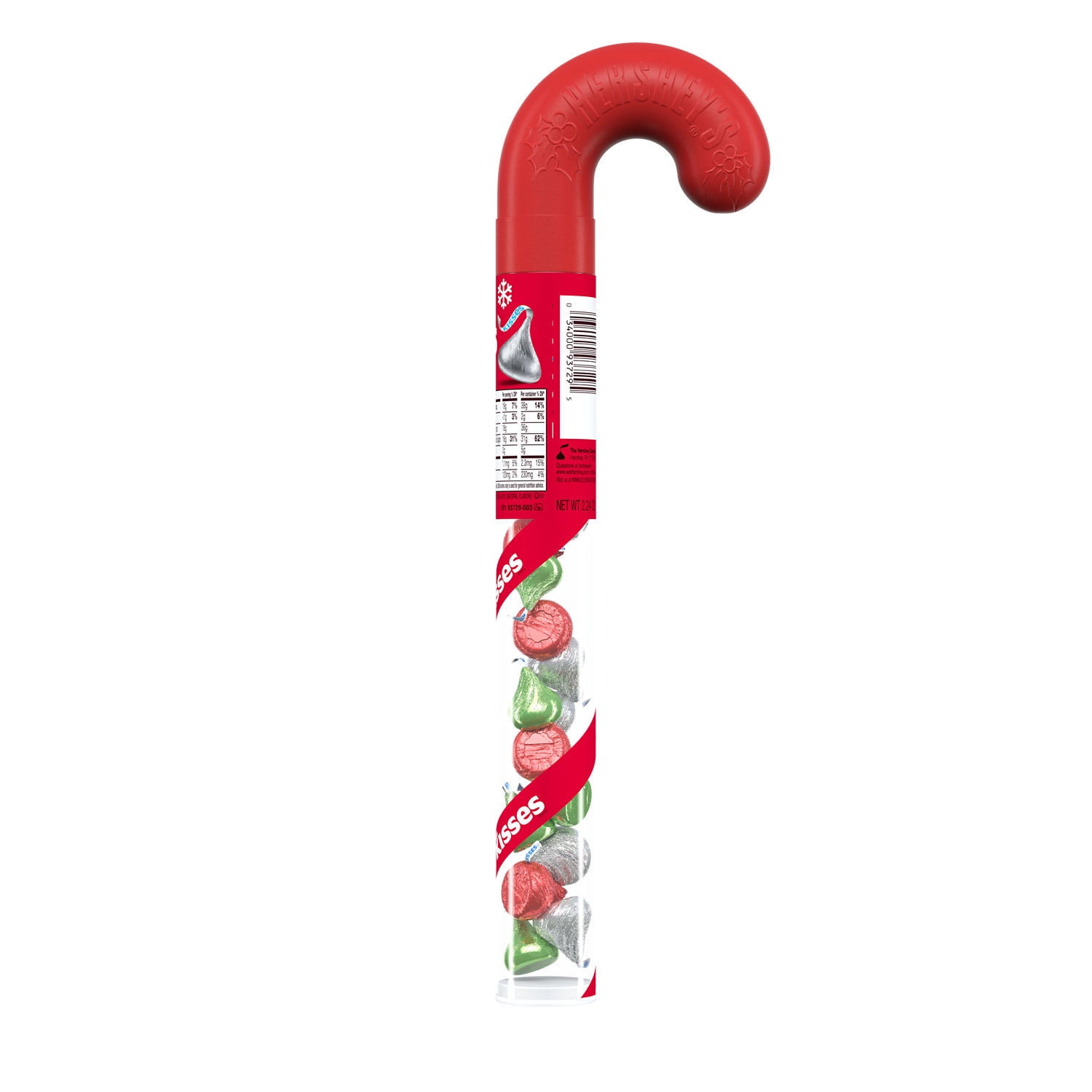 (3 pack) Hershey's Kisses Milk Chocolate Christmas Candy, Plastic Cane 2.24 oz