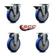 thumbnail image 2 of 5 Inch Blue Poly Wheel Swivel Top Plate Caster Set with 2 Posi Brakes 2 Rigid, 2 of 2