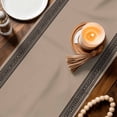 thumbnail image 5 of Brown Abstract Art Table Runner, Vintage Linen Black Greek Key Geometric Cotton Linen Kitchen Table Decoration Washable Dining Tabletop Runners for Home Party Decor 13x90 Inches, 5 of 9