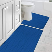 Luxury Home Fashion 2 Piece Swirls Design Embossed Solid Color Memory Foam Soft Bathroom Rug Set Non-Slip PVC Backing