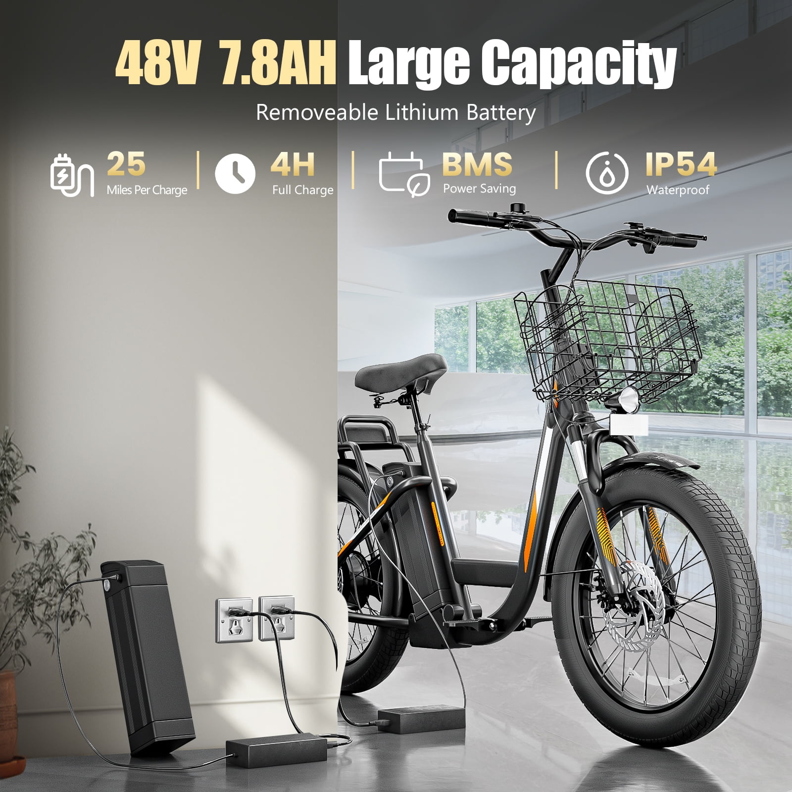 SANOPY Peak 819W Electric Bike for Adults,20 MPH,20 Mile Range,375Wh Battery,Adults Ebike for Commuting,Adult Electric Scooter with Adjustable Seat&Basket,UL2272 Certified