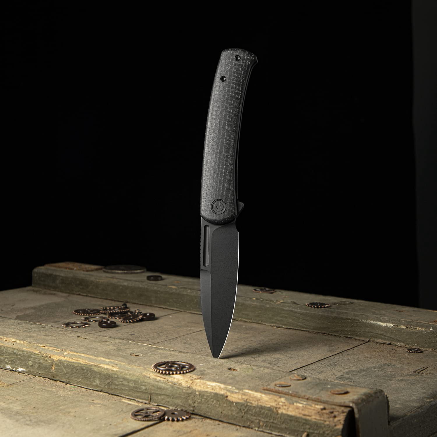 CIVIVI Cetos Folding Knife, 3.48-in 14C28N Blade Spear Point with Coarse Micarta Scale Flipper Knife Frame Lock C21025B-2