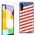 thumbnail image 1 of Slim-Fit Protective Fashion Phone Case (Black) for Samsung Galaxy A13 5G, with Tempered Glass Screen Protector, by OneToughShield ® - Flag / USA, 1 of 3