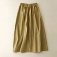 thumbnail image 4 of Maoxin Women Skirt Women‘s Casual Loose High Waisted Mid Length Pleated Split Button Pocket Skirt ,Khaki,L, 4 of 7