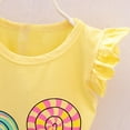 thumbnail image 4 of XXWXYD Toddler Girls Lollipop Floral 2-Piece Summer Outfit Short Sleeve T-Shirt & Elastic Waist Shorts Casual Cotton Play Clothes Set, 4 of 8