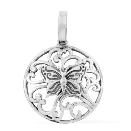 Amber Sterling Silver Handmade Pendant - Butterfly Pendant Necklace 925 Sterling Silver Boho Handmade Jewelry for Women