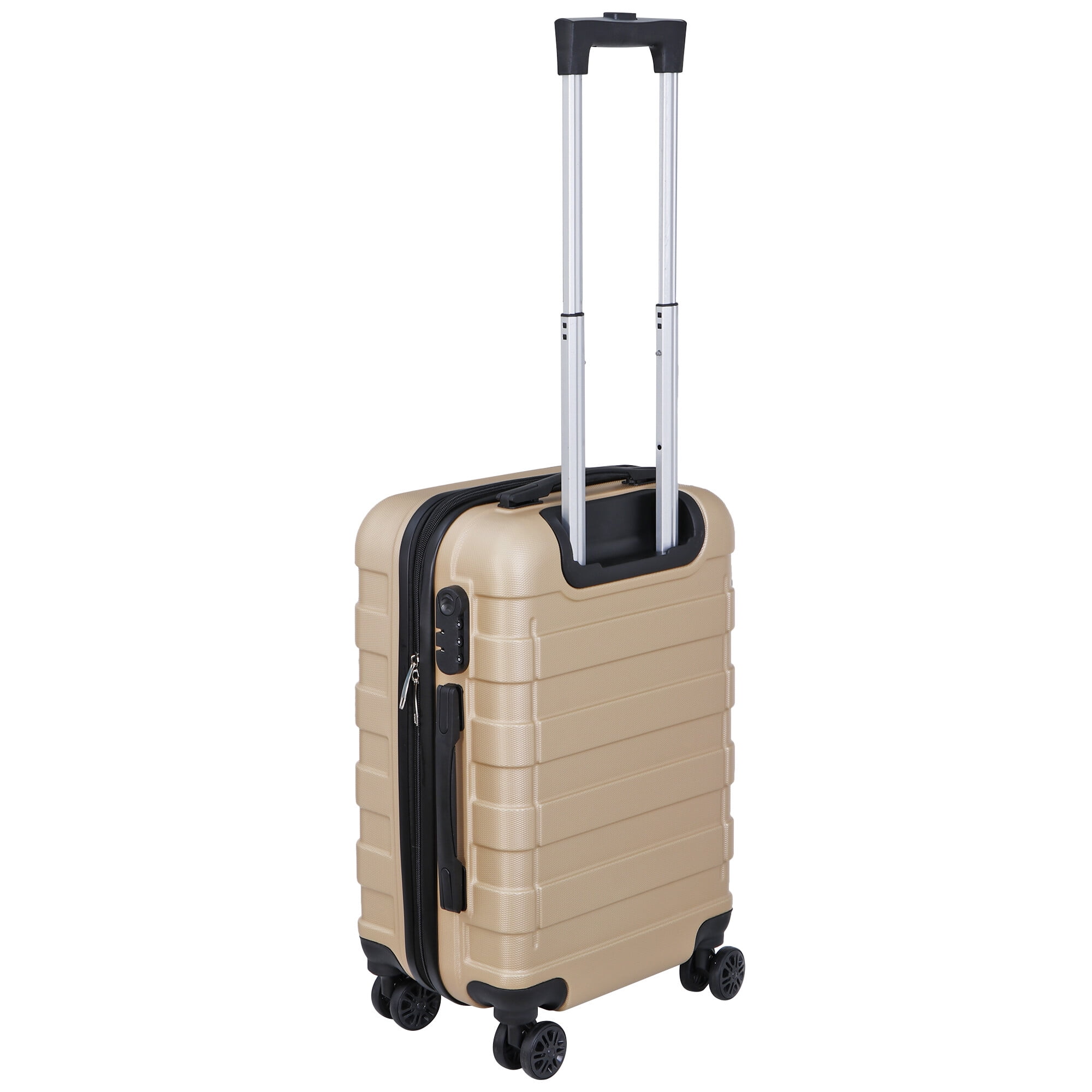 SuperDeal 22 Inch Spinner Carry On Luggage Hardside Suitcase Expandable Travel Bag with Wheels, Champagne
