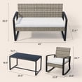 thumbnail image 4 of Lofka Patio Furniture Set, 4-Piece Outdoor Sectional Furniture Set with Coffee Table for Conversation & Dining, Gray Rattan, 4 of 8
