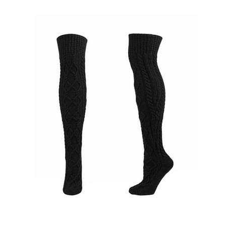 

Hinvhai Clearance Autumn Winter Women Striped Solid Color Thickening Knit Over-the-knee Stockings