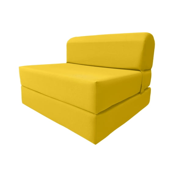 Yellow Sleeper Chair Folding Foam Beds, Portable Studio Sofa Guest Bed, 6 x 36 x 70