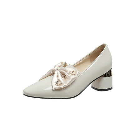 

Colisha Womens Lightweight Heeled Dress Pump Shoes Casual High Heels Walking Pumps Beige 7.5