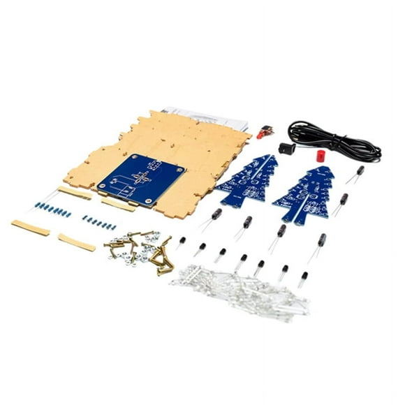 Kit de Bricolage Arbre de Noël LED Clignotant RGB + Étui Électronique pour Soudure Colorée 3D Arbre de Noël Kit de Bricolage pour Pratique de Soudure