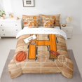 thumbnail image 2 of Homewish Boys Sport Basketball Bedding Comforter Set 7 Pieces, Initial H Letter Full Bedding Set, Chic Stripes Abstract Reversible Fitted Sheet Flat Sheet, Ultra Soft Bedroom Decor, 2 of 7