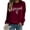 Wine, variant on Women's Fashionable Casual Long Sleeve Printed Pullover Sweatshirt Blessed Design Comfort Top for Women Loose Fit Streetwear,Gray,XL
