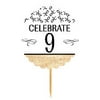 9th Birthday / Anniversary Novelty Burlap Cupcake Decoration Picks -12pack