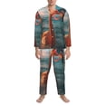 thumbnail image 3 of Balery Swimming Goggled Flamingo Pijama para Hombre de Dos Piezas con Manga Larga, Conjunto de Dormir y Descanso Suave con Bolsillos-Large, 3 of 6