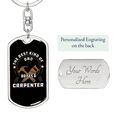 thumbnail image 2 of Dad Raises Carpenter Swivel Keychain Woodworker Dog Tag Stainless Steel or 18k Gold, 2 of 8