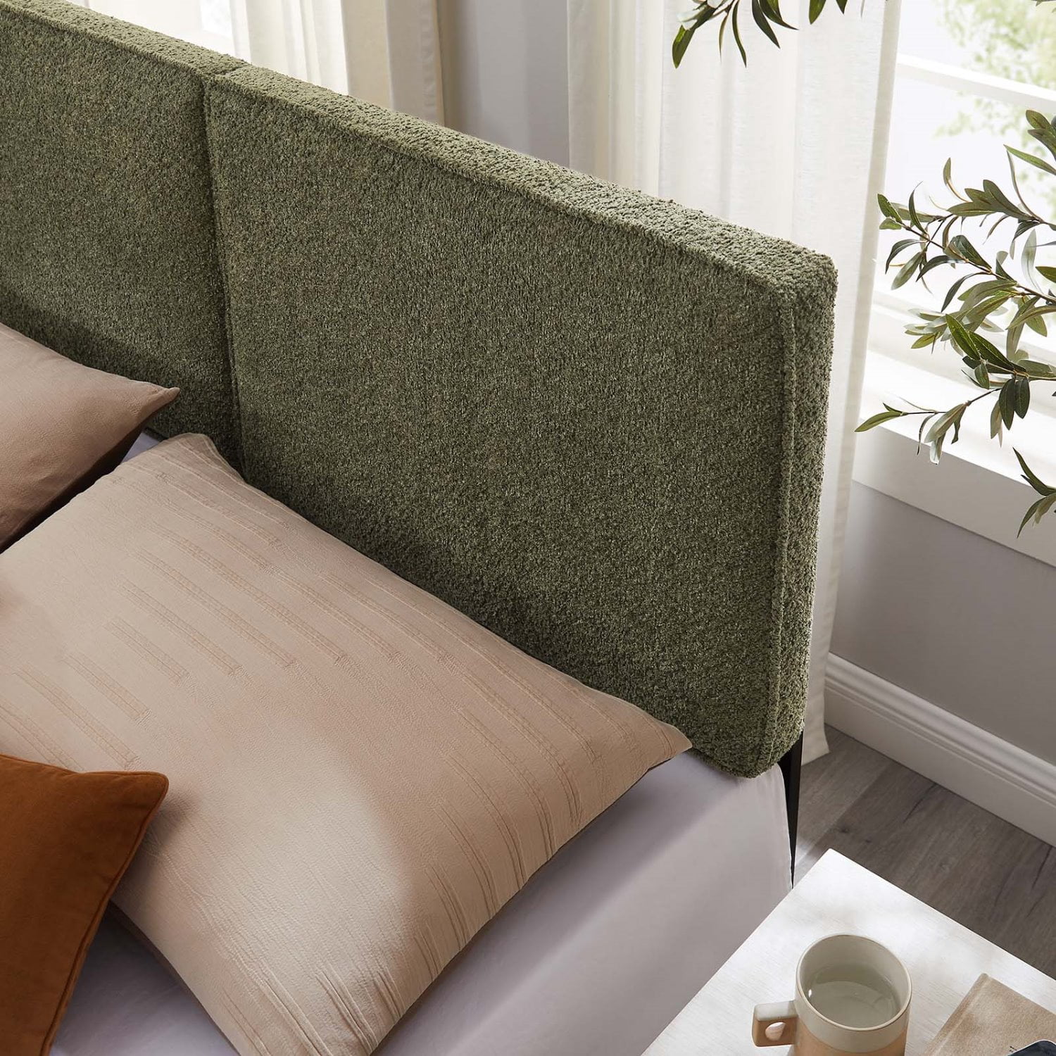 Headboard, King Size, Green, Fabric, French Bedroom, Modern Contemporary HB36852