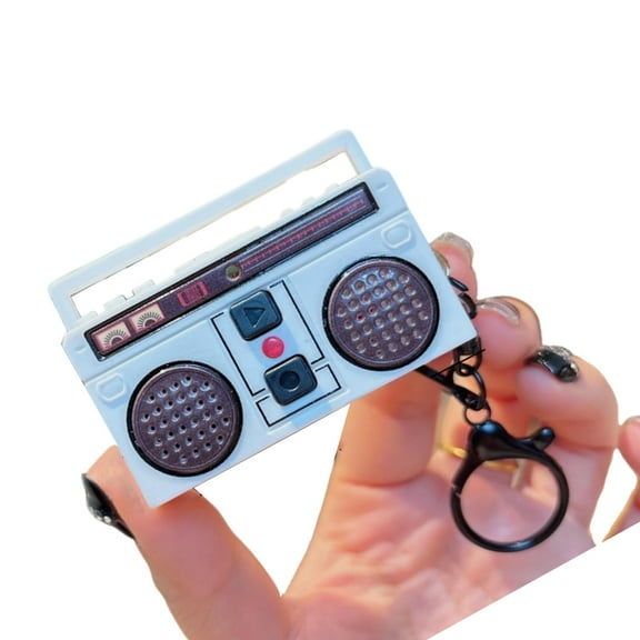 Vintage Tape Recorder Keychain Small Recordable Cassette Recorder Pendant Plastic Texture Suitable for Couple Present