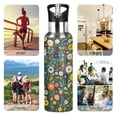 thumbnail image 7 of Yayeee 20oz Insulated Water Bottle Double Wall Stainless Steel with Flip Straw Lid, Green Floral Garden, 7 of 7