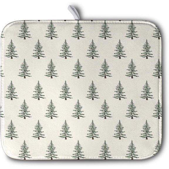 Christmas Tree Dish Drying Mat Winter Xmas Holiday Drying Mats Microfiber Absorbent Dishes Drying Pad Reusable Washable Kitchen Countertop Protector Dish Drainer Rack Mat 16x18 Inch
