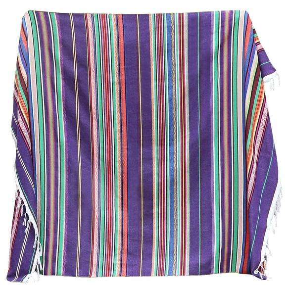 Eccbox Large Mexican Serape Blanket with Assorted Bright Colors - Mexican Tablecloth for Wedding Party Decorations (Jacquard Purple)