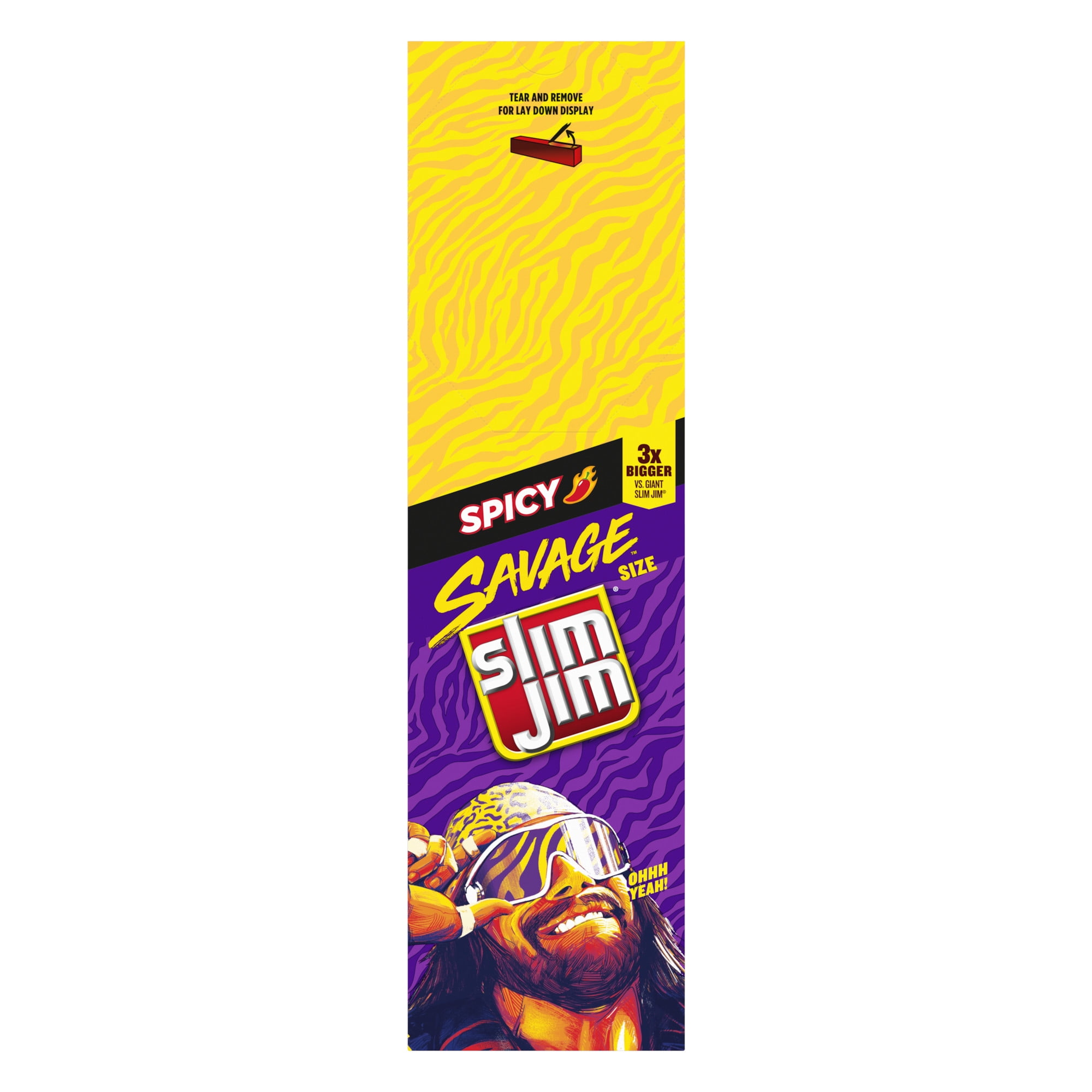 Slim Jim Savage Smoked Meat Sticks, Spicy Flavor, High Protein, 3.0 oz. (12-Count)