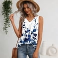thumbnail image 4 of Iaqnaocc Womens Tank Tops 2026 Summer Sleeveless Loose Fit Floral Print Boho Tunic Dressy Casual V Neck Womens Fashion Clothes Dark Blue XXL, 4 of 6