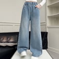 thumbnail image 6 of OSOLU Girls Jeans Casual Straight Leg Long with Side Love Heart Embroidery Denim Pants Relaxed Holiday Trousers, 6 of 9
