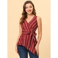 thumbnail image 3 of INSPIRE CHIC Top peplum envolvente con dobladillo asimétrico en la cintura con cuello en V sin mangas para mujerrojo L, 3 of 5