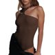 thumbnail image 1 of Body sin mangas, cuello redondo asimétrico, body de punto ajustado y ajustado, Top para citas, 1 of 6