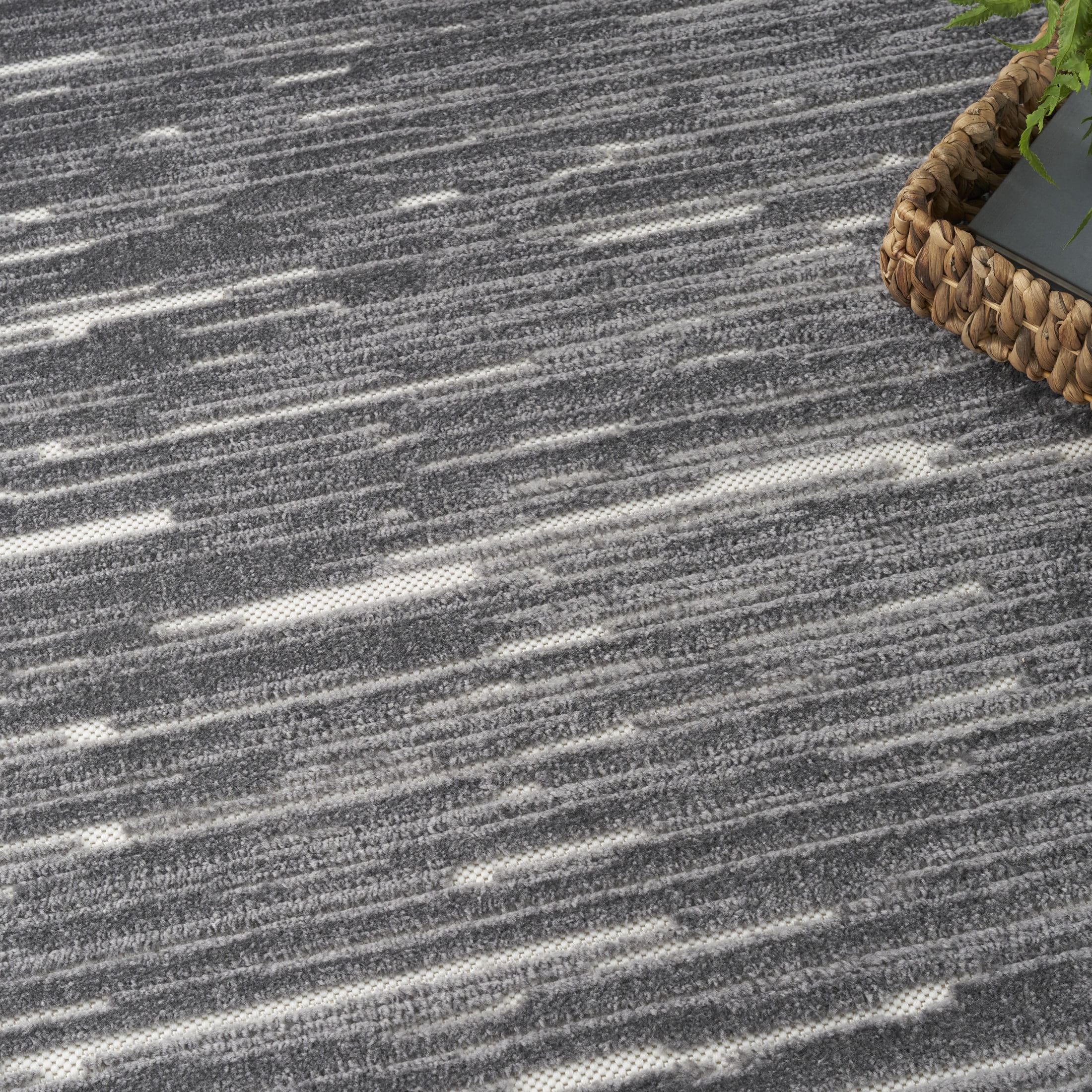 Nourison Casual 7'10" x 9'10" Grey Modern Indoor Rug